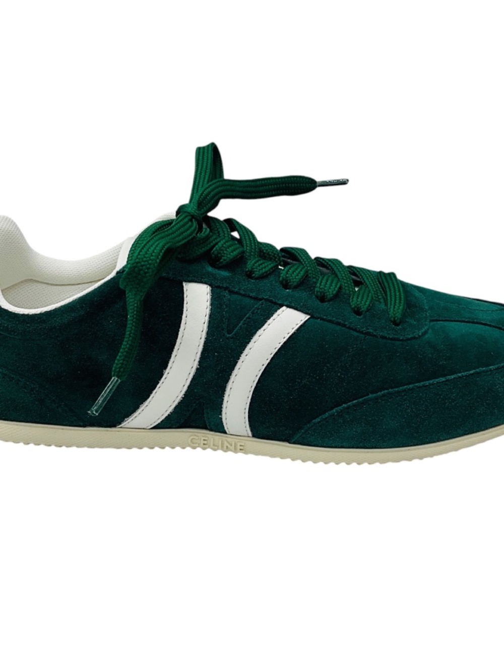 CELINE GREEN JOGGER SUEDE CALFSKIN LEATHER LOW TOP LACE UP SNEAKER - Picture 2 of 7
